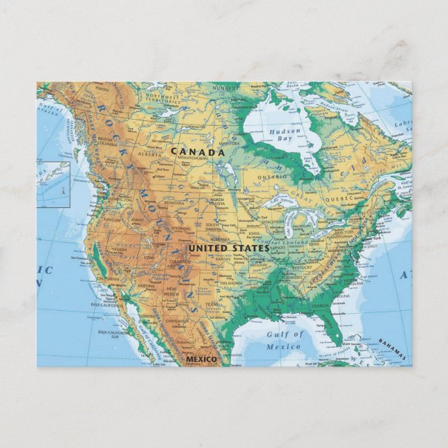 Cartão Postal Mapa da América do Norte (Frente)