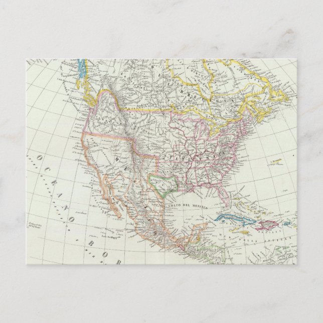 Cartão Postal Mapa da América do Norte (Frente)