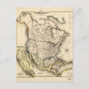Cartão Postal Mapa da América do Norte (1850)