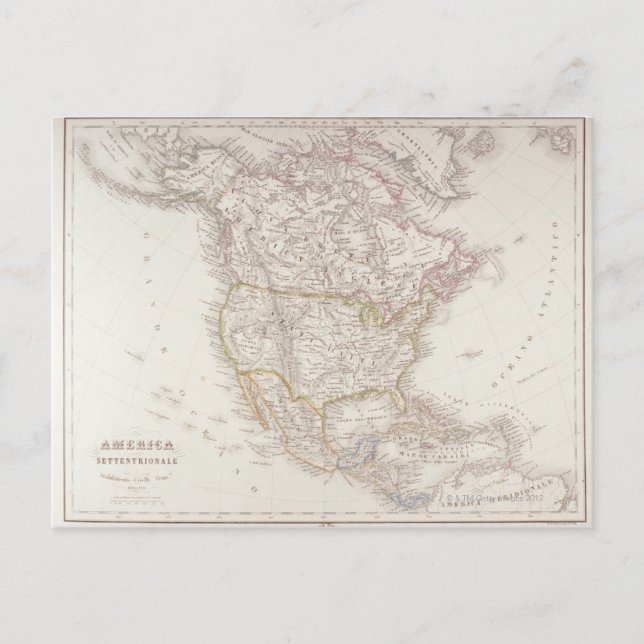 Cartão Postal Mapa da América do Norte 2 (Frente)