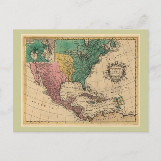 Cartão Postal Mapa da América do Norte de 1763 (Frente)