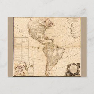 Cartão Postal Mapa da América do Norte e do Sul (1786)
