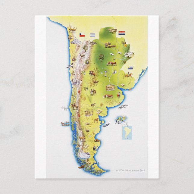 Cartão Postal Mapa da América do Sul (Frente)