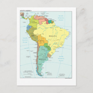 Cartão Postal Mapa da América do Sul