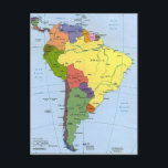 Cartão Postal mapa da América do Sul<br><div class="desc">mapa da América do Sul</div>