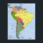 Cartão Postal mapa da América do Sul<br><div class="desc">mapa da América do Sul</div>