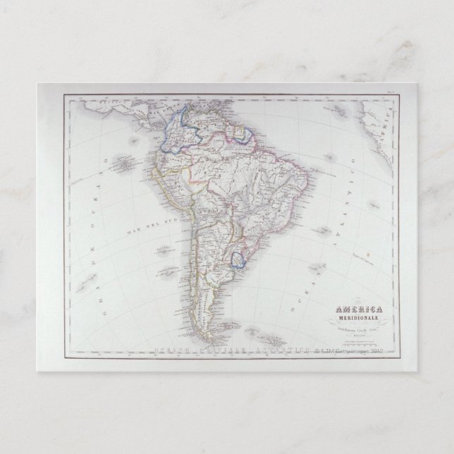 Cartão Postal Mapa da América do Sul (Frente)