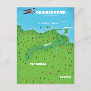 Cartão Postal Mapa da América do Sul do Rio Orinoco