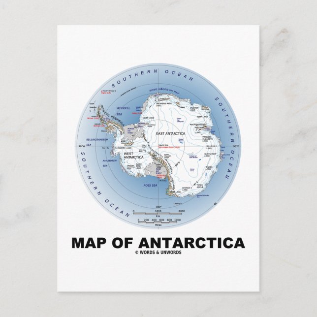 Cartão Postal Mapa Da Antártica (Geografia) (Frente)