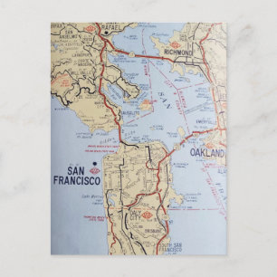 Cartão Postal Mapa da Área de San Francisco em Postal