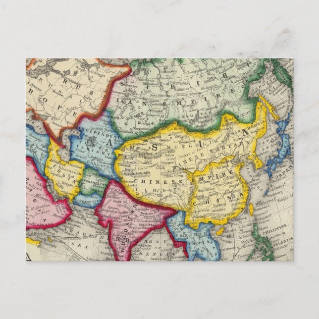 Cartão Postal Mapa Da Ásia (Frente)