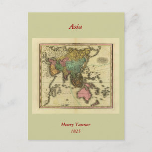 Cartão Postal Mapa da Ásia em 1825 por Henry Tanner