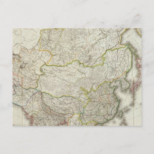 Cartão Postal Mapa da Ásia Gravado