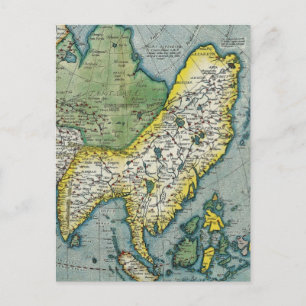 Cartão Postal Mapa da Ásia no início do século XVI