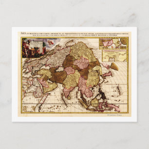 Cartão Postal Mapa da ÁsiaPanorâmicaÁsia 11