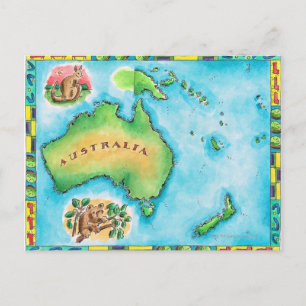 Cartão Postal Mapa da Austrália
