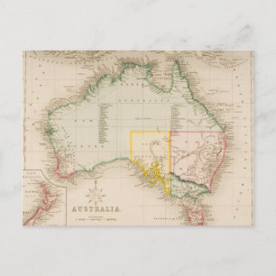 Cartão Postal Mapa da Austrália e Nova Zelândia