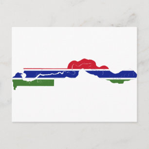 Cartão Postal Mapa da bandeira da Gâmbia GM