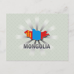 Cartão Postal Mapa da Bandeira da Mongólia 2.0