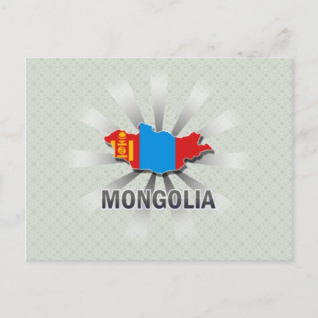 Cartão Postal Mapa da Bandeira da Mongólia 2.0 (Frente)