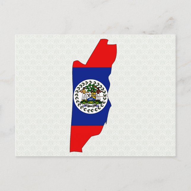Cartão Postal Mapa da bandeira de Belize tamanho real (Frente)