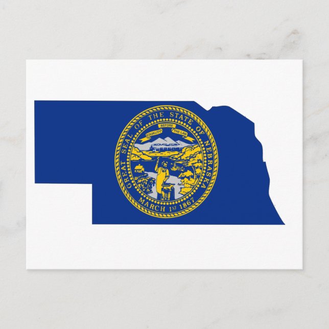 Cartão Postal Mapa da bandeira de Nebraska (Frente)