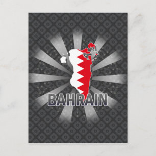Cartão Postal Mapa da bandeira do Bahrein 2.0