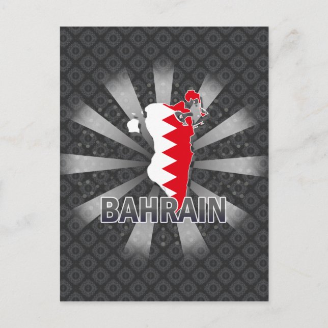 Cartão Postal Mapa da bandeira do Bahrein 2.0 (Frente)