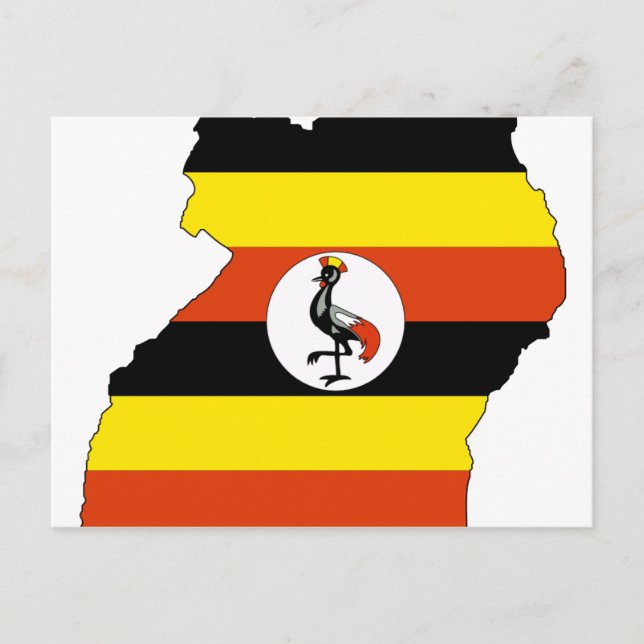 Cartão Postal Mapa da bandeira do Uganda (Frente)
