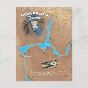 Cartão Postal Mapa da Barragem Hoover Nevada