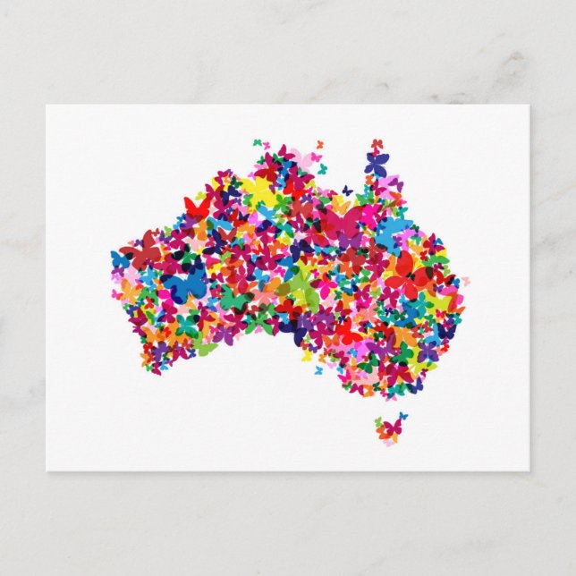 Cartão Postal Mapa da Borboleta Austrália (Frente)