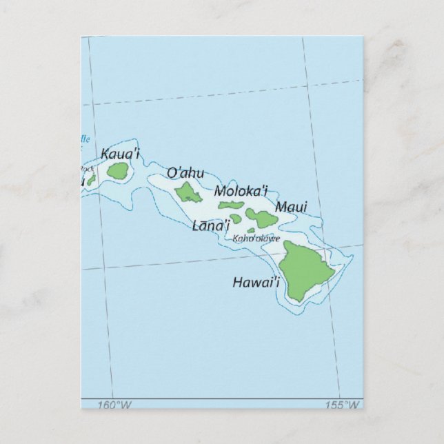 Cartão Postal Mapa da Cadeia das Ilhas Havaianas (Frente)