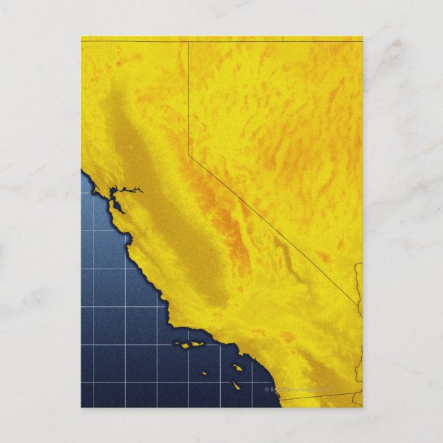 Cartão Postal Mapa da Califórnia e Nevada (Frente)