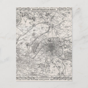 Cartão Postal Mapa da capital da França em Paris