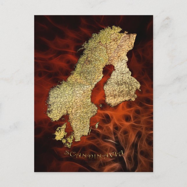 Cartão Postal Mapa da Cartografia Escandinávia (Frente)
