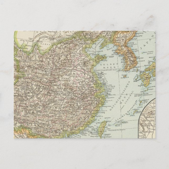 Cartão Postal Mapa da China e do Japão (Frente)