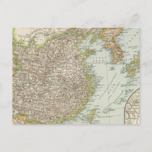 Cartão Postal Mapa da China e do Japão