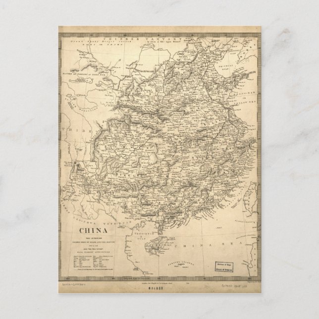 Cartão Postal Mapa da China por Jean-Baptiste Du Halde (1710-171 (Frente)