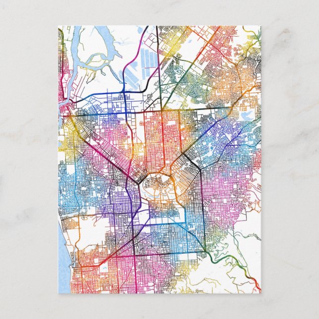 Cartão Postal Mapa da Cidade da Austrália Adelaide (Frente)