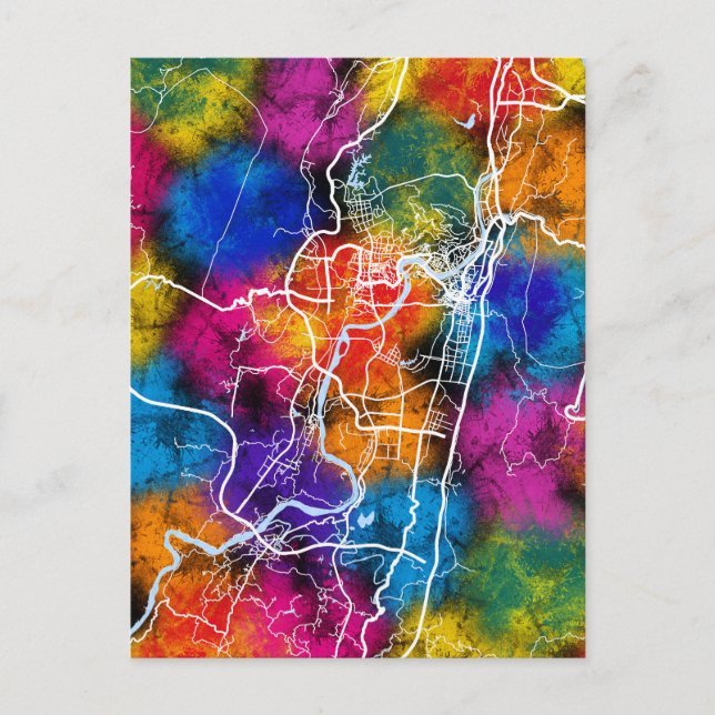 Cartão Postal Mapa da Cidade da China Dazhou (Frente)