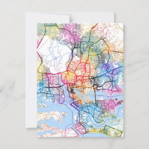 Cartão Postal Mapa da Cidade da Costa do Marfim de Abidjan