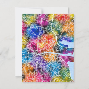 Cartão Postal Mapa da Cidade da Irlanda de Dublin