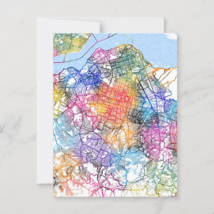 Cartão Postal Mapa da Cidade da República Democrática do Congo e