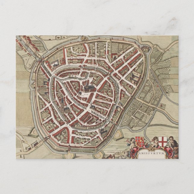 Cartão Postal Mapa da cidade de Amersfoort, de 1650 (Frente)
