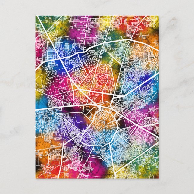 Cartão Postal Mapa da Cidade de Amritsar Punjab (Frente)