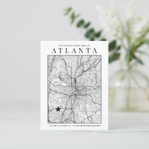 Cartão Postal Mapa da Cidade de Atlanta + Cartaz do Marcador de