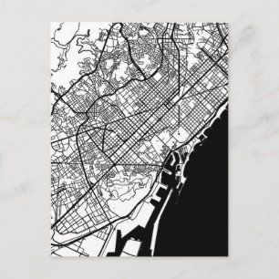 Cartão Postal Mapa da Cidade de Barcelona Espanha