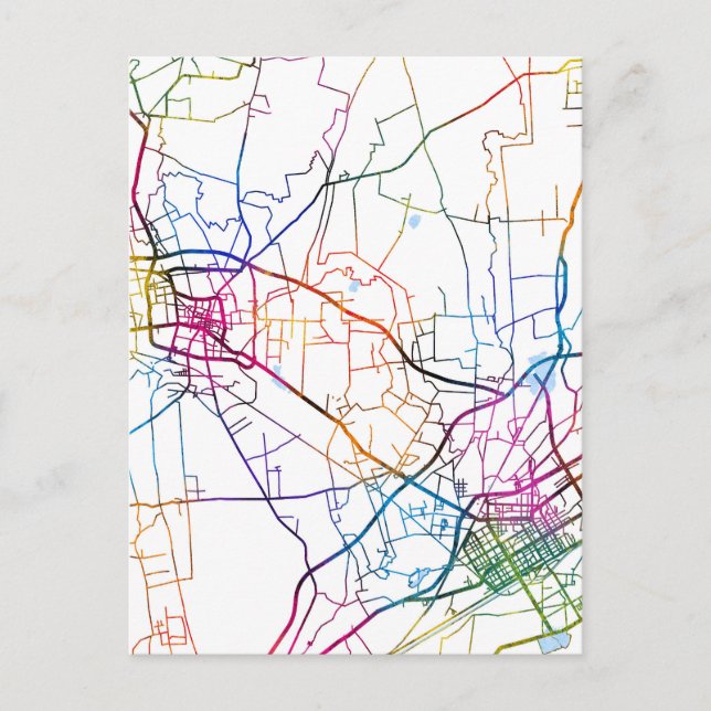 Cartão Postal Mapa da Cidade de Bayannur China (Frente)