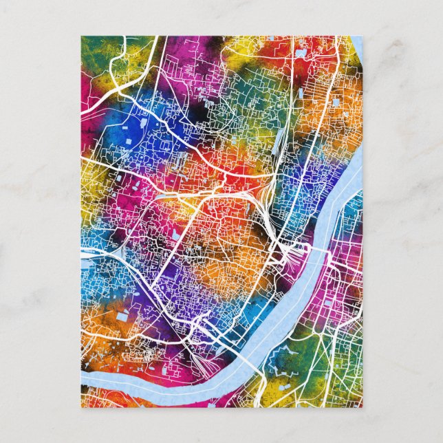 Cartão Postal Mapa da Cidade de Bengala Ocidental (Frente)