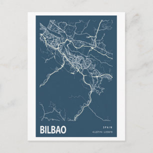 Cartão Postal Mapa da Cidade de Bilbao Espanha Linha Arte Projet